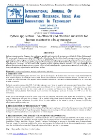 Python Application– an Efficient and Effective Substitute for Human Assistant to a Busy Manager Padmaja Ch