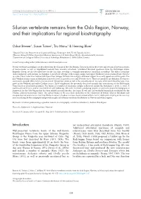 Silurian Vertebrate Remains from the Oslo Region, Norway, and Their Implications for Regional Biostratigraphy