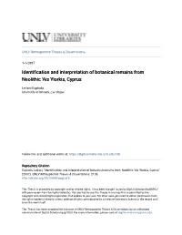 Identification and Interpretation of Botanical Remains from Neolithic 'Ais Yiorkis, Cyprus