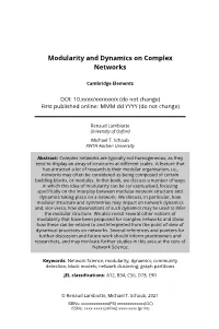 Modularity and Dynamics on Complex Networks