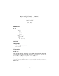 Operating Systems. Lecture 3