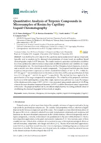 Quantitative Analysis of Terpenic Compounds in Microsamples of Resins by Capillary Liquid Chromatography