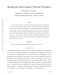 Reciprocity–Driven Sparse Network Formation