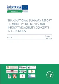 Transanational Summary Report on Mobility