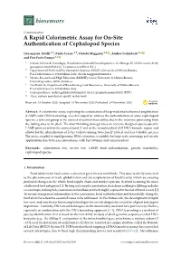 A Rapid Colorimetric Assay for On-Site Authentication of Cephalopod Species