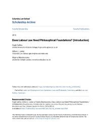Does Labour Law Need Philosophical Foundations? (Introduction)