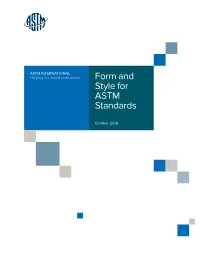 Form and Style for ASTM Standards