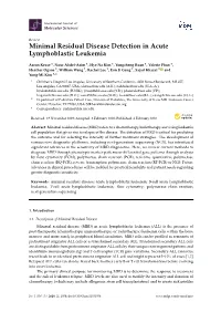 Minimal Residual Disease Detection in Acute Lymphoblastic Leukemia