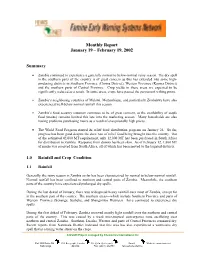 Monthly Report January 19 – February 19, 2002 Summary