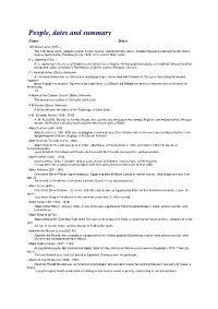 People, Dates and Summary