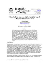 Singularity Warfare: a Bibliometric Survey of Militarized Transhumanism