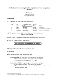 The Modern Hebrew Participle Qotel: Implications for Root-And-Pattern Analyses1