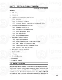 UNIT 3 POSTCOLONIAL FEMINISM Psychoanalysis Interrogating Oedipus Yashodha Shenmugasundaram Structure