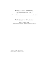 A Dictionary of Cybernetics