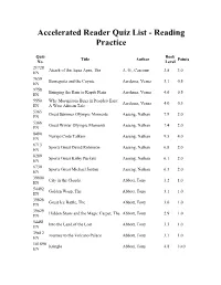 Accelerated Reader Quiz List - Reading Practice