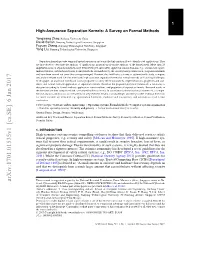 High-Assurance Separation Kernels: a Survey on Formal Methods