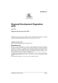 Regional Development Regulation 2012 Under the Regional Development Act 2004