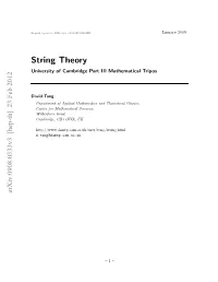 String Theory • This Two Volume Work Is the Standard Introduction to the Subject