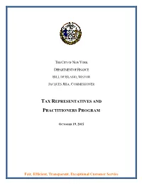 Tax Representatives and Practitioners Program