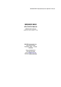 Brewer Mkiv Spectrophotometer