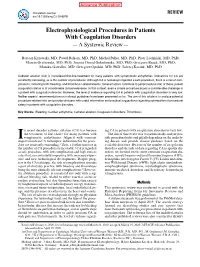 Electrophysiological Procedures in Patients with Coagulation Disorders ― a Systemic Review ―