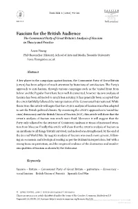 Fascism for the British Audience the Communist Party of Great Britain’S Analysis of Fascism in Theory and Practice