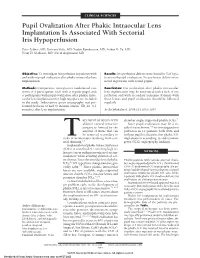 Pupil Ovalization After Phakic Intraocular Lens Implantation Is Associated with Sectorial Iris Hypoperfusion