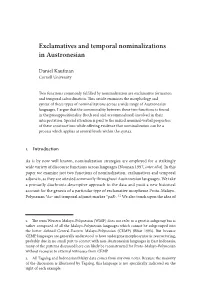 Exclamatives and Temporal Nominalizations in Austronesian