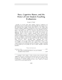 Race, Cognitive Biases, and the Power of Law Student Teaching Evaluations