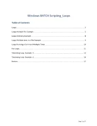 Windows BATCH Scripting Loops