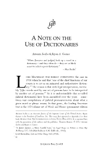 A Note on the Use of Dictionaries