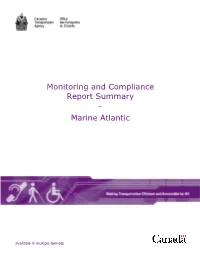 Monitoring and Compliance Report Summary Marine Atlantic