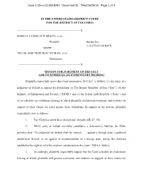 Motion for Judgment on Default and to Schedule an Evidentiary Hearing