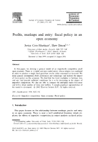 Profits, Markups and Entry: Fiscal Policy in an Open