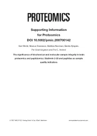 Supporting Information for Proteomics DOI 10.1002/Pmic.200700142