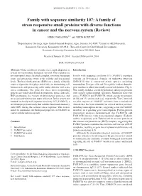 Family with Sequence Similarity 107: a Family of Stress Responsive Small Proteins with Diverse Functions in Cancer and the Nervous System (Review)