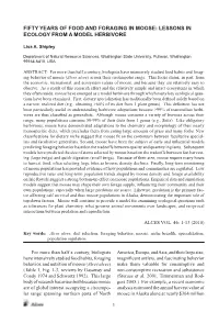 Fifty Years of Food and Foraging in Moose: Lessons in Ecology from a Model Herbivore
