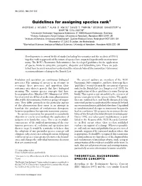 Guidelines for Assigning Species Rank†
