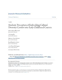 Students' Perception of Embedding Cultural Diversity Content Into Early