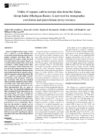 Utility of Organic Carbon Isotope Data from the Salina Group Halite (Michigan Basin): a New Tool for Stratigraphic Correlation and Paleoclimate Proxy Resource
