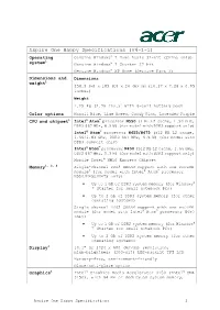 Aspire One Happy Specifications (V4-1-1)