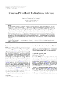 Evaluation of Virtual Reality Tracking Systems Underwater