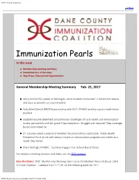 Immunization Pearls in This Issue