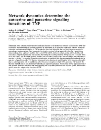 Network Dynamics Determine the Autocrine and Paracrine Signaling Functions of TNF