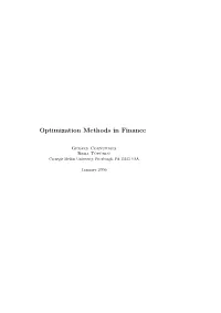 Optimization Methods in Finance