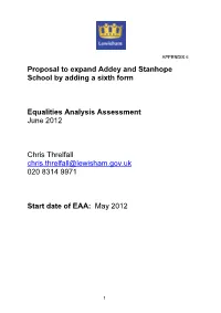 Proposal to Expand Addey and Stanhope School by Adding a Sixth Form
