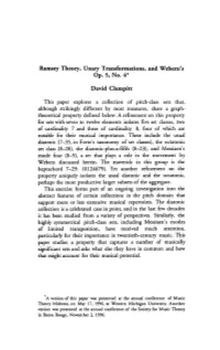 Ramsey Theory, Unary Transformations, and Webern's Op