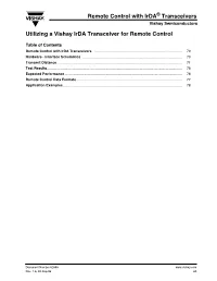 Remote Control with Irda Transceivers Utilizing a Vishay Irda