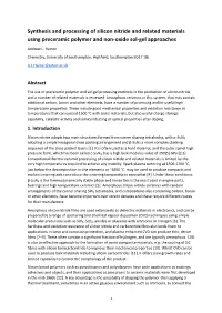 Synthesis and Processing of Silicon Nitride and Related Materials Using Preceramic Polymer and Non-Oxide Sol-Gel Approaches