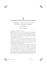 Accessibility of Resources by Gender: the Case of Morogoro Region in Tanzania